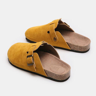 Suede Closed Toe Buckle Slide