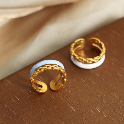 Enamel 18K Gold-Plated Open Ring