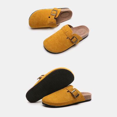 Suede Closed Toe Buckle Slide